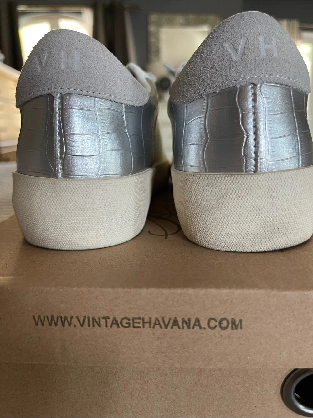 Vintage Havana White and Light Gray Low-Top Sneakers